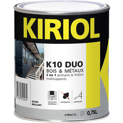 Kiriol Peinture bois & métaux brillant K10 DUO Kiriol 0,75L Blanc 22875 de Toolstation