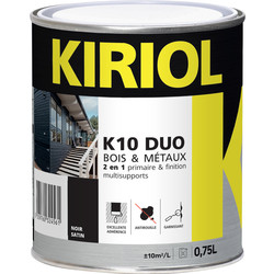 Kiriol Peinture bois & métaux satin K10 DUO Kiriol 0,75L Noir 22884 de Toolstation