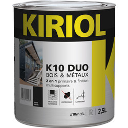 Kiriol Peinture bois & métaux satin K10 DUO Kiriol 2,5L Noir - 22896 - de Toolstation