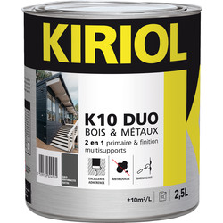 Kiriol Peinture bois & métaux satin K10 DUO Kiriol 2,5L Gris anthracite - 22898 - de Toolstation