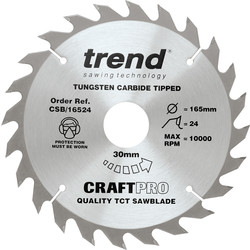 Trend Lame de scie circulaire bois et plâtre Trend 165x30/20/16 24Z 23135 de Toolstation