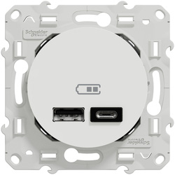 SCHNEIDER Prise alimentation USB-A et USB-C Odace Schneider Blanc 44779 de Toolstation