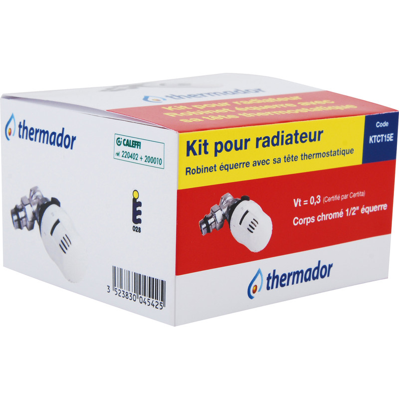 Kit thermostatique tête + corps 1/2 équerre Thermador