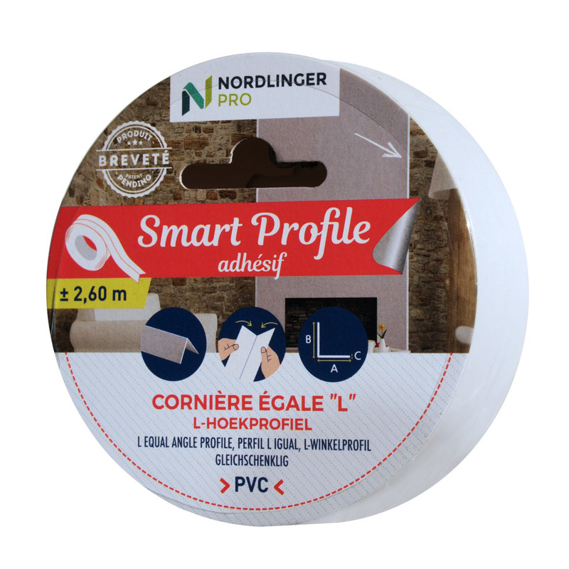 Profilé PVC adhésif cornière égale Smart Profile Nordlinger 2,60m