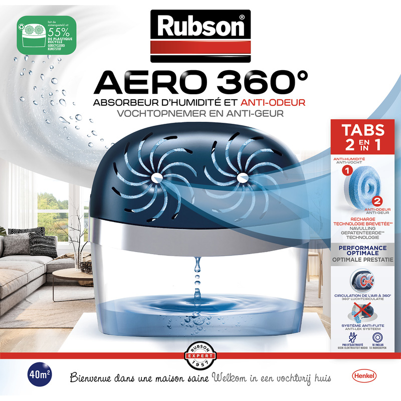 Rubson - Absorbeur d'humidité Aero 360° Rubson + 1 recharge