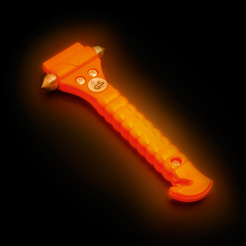 Marteau brise-vitre Lifehammer orange fluorescent